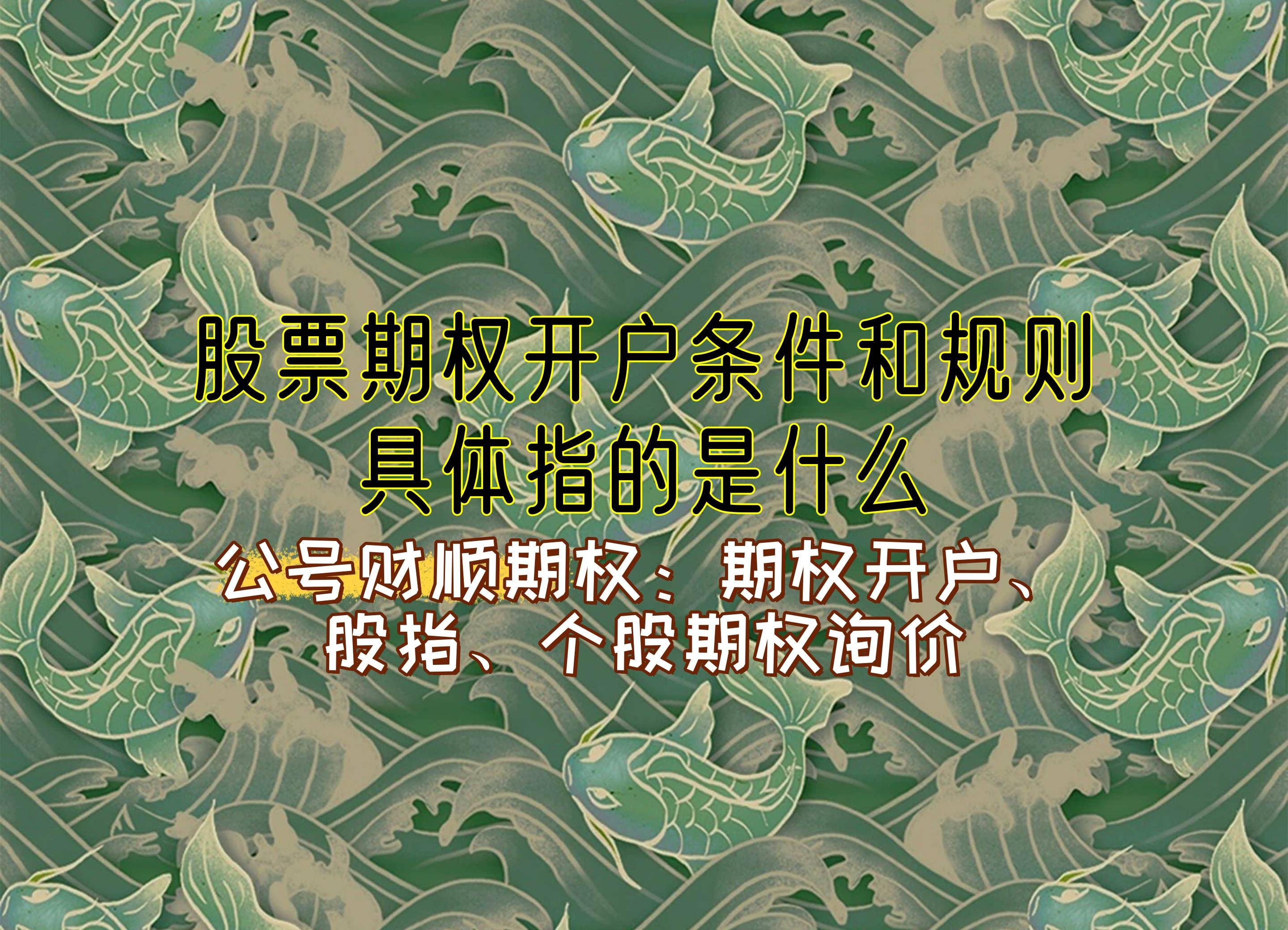 【知识科普】股票期权开户条件和规则具体指的是什么？